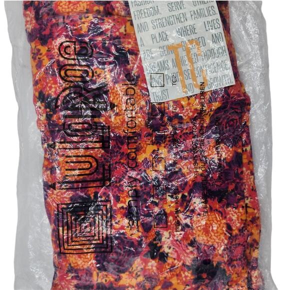NEW LuLaRoe LLR Orange Floral TC Tall & Curvy Leggings, Simply Comfortable Pants - Picture 2 of 6